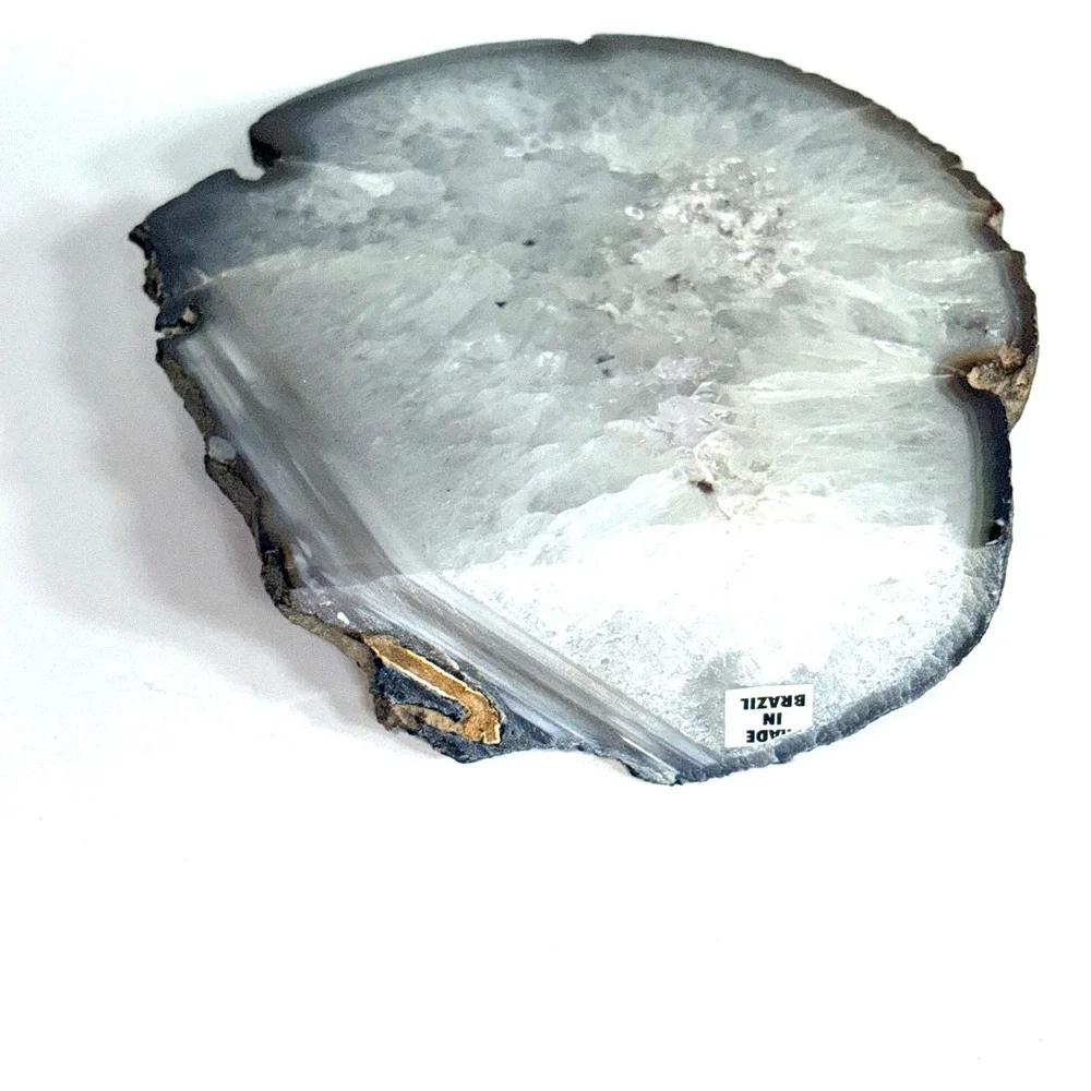 Polished Brazilian Agate Free Standing 1.11 lb Crystal Specimen White Grey 4.75